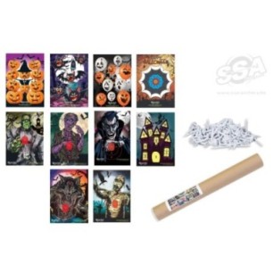 BLASON DE JEU COMPLETE SET OF 10 HALLOWEEN FACES with 50 TARGET PINS EGERTEC