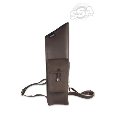 TRADITIONAL BACK QUIVER BOWMAN BROWN LEATHER WITH FRONT POCKET