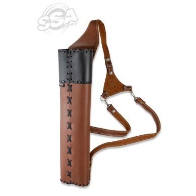 BUCK TRAIL TRADITIONAL BACK QUIVER HUSKY 53CM LEATHER WITH ADJUSTABLE BELTS